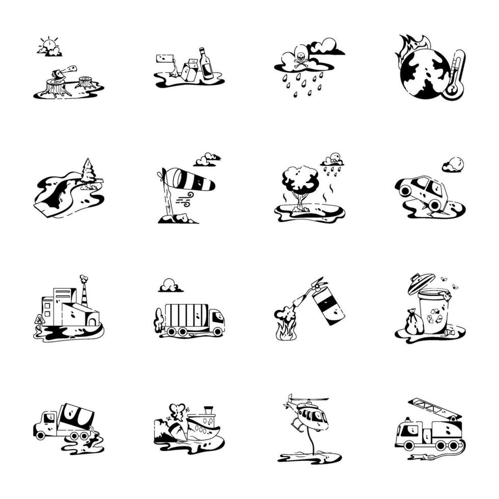 Set of Disaster Recovery Glyph Icons vector