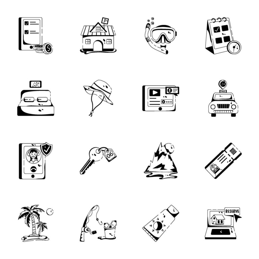 Set of Trip Glyph Icons vector