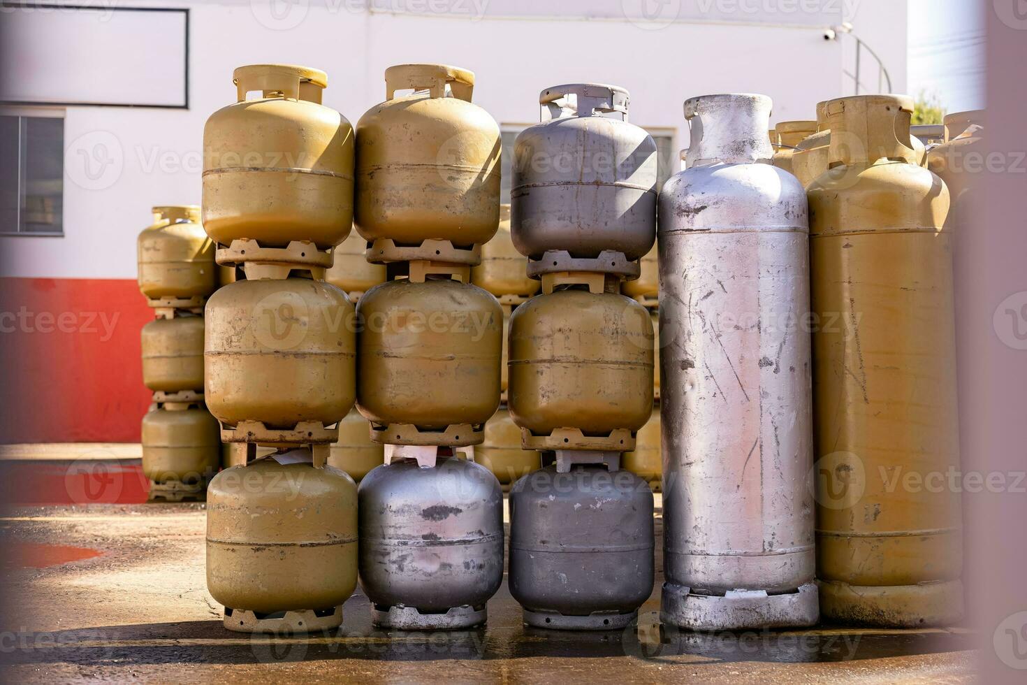 pile of kitchen gas cylinders photo