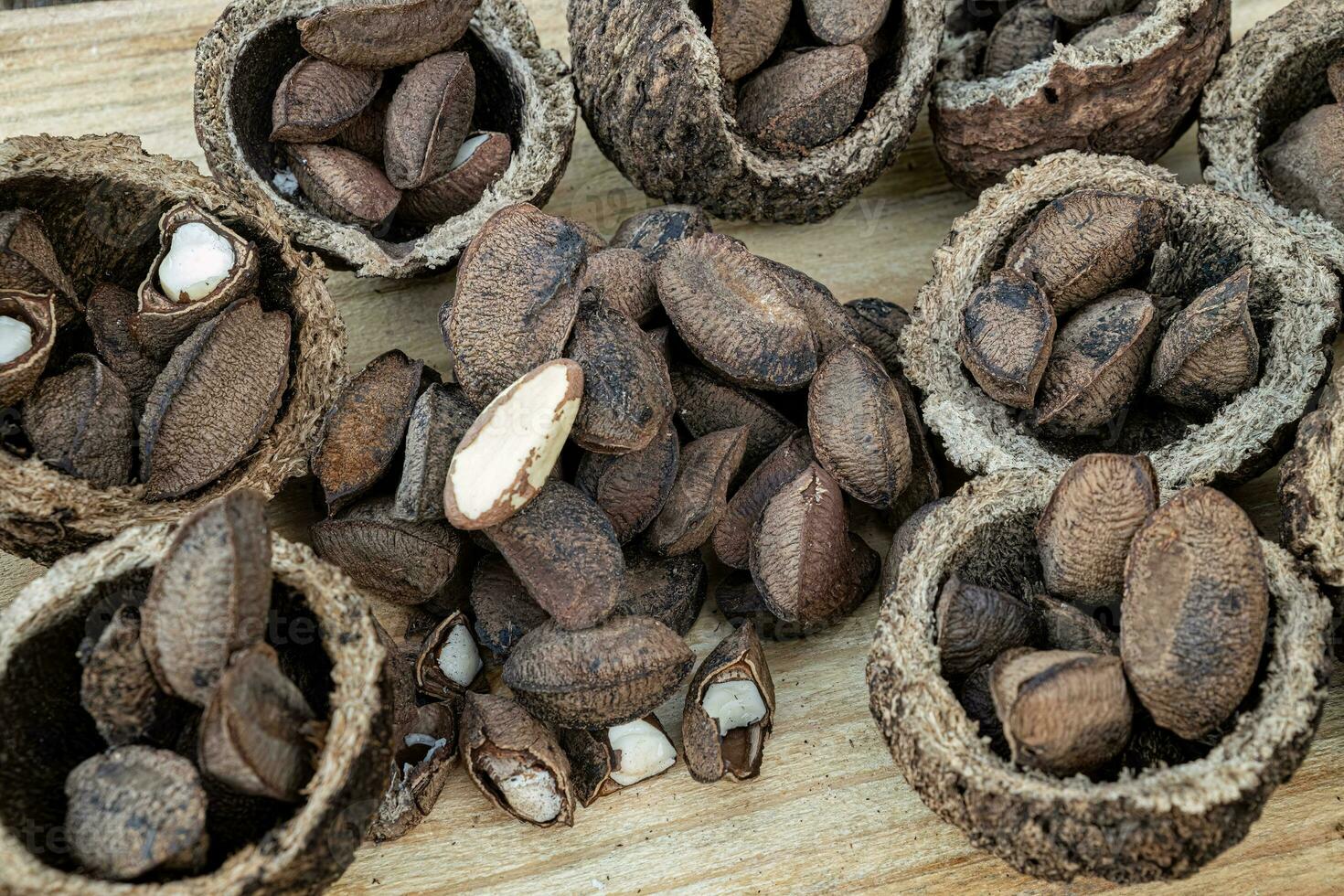 Brazil nuts on a board photo