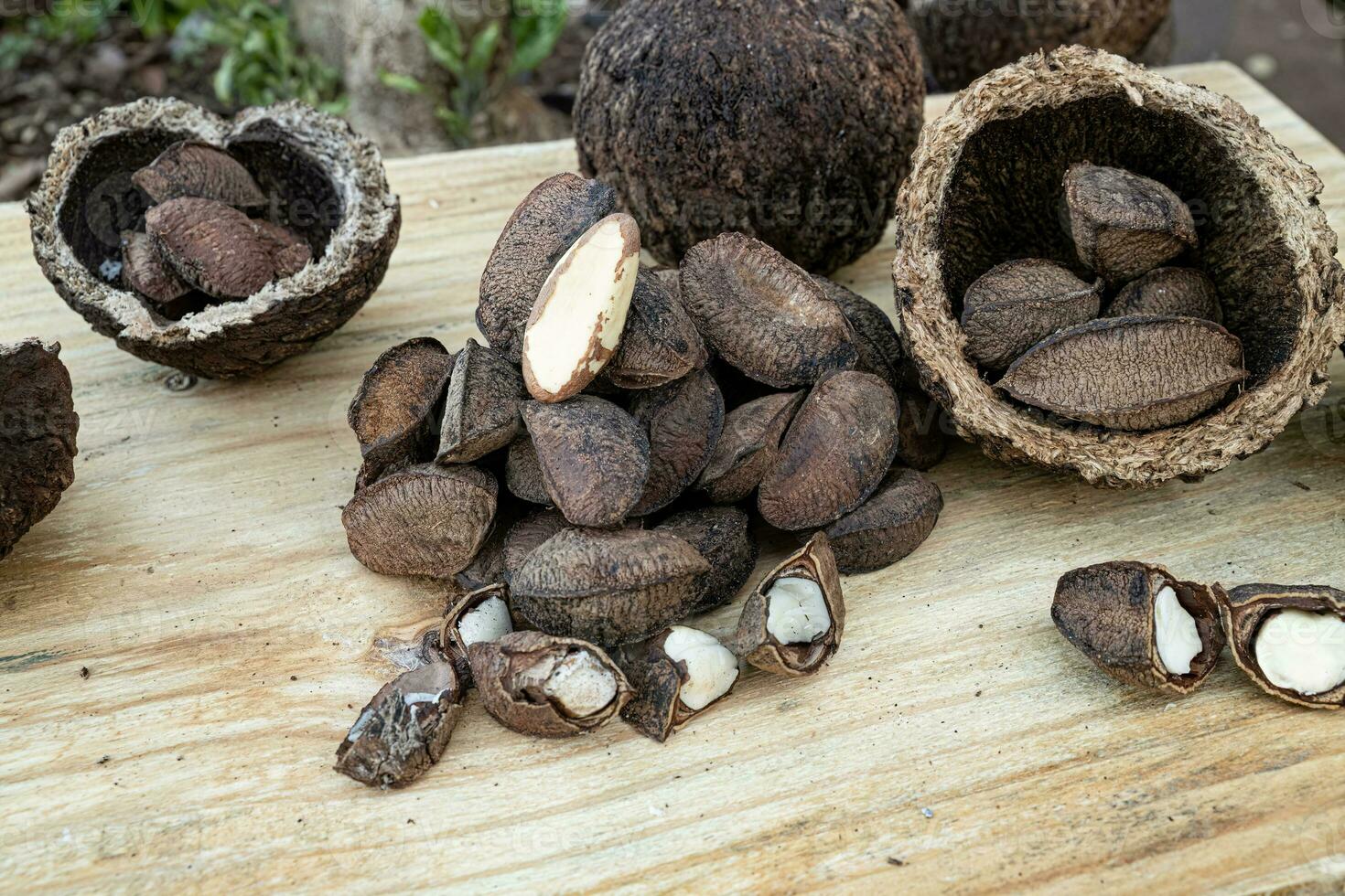 Brazil nuts on a board photo