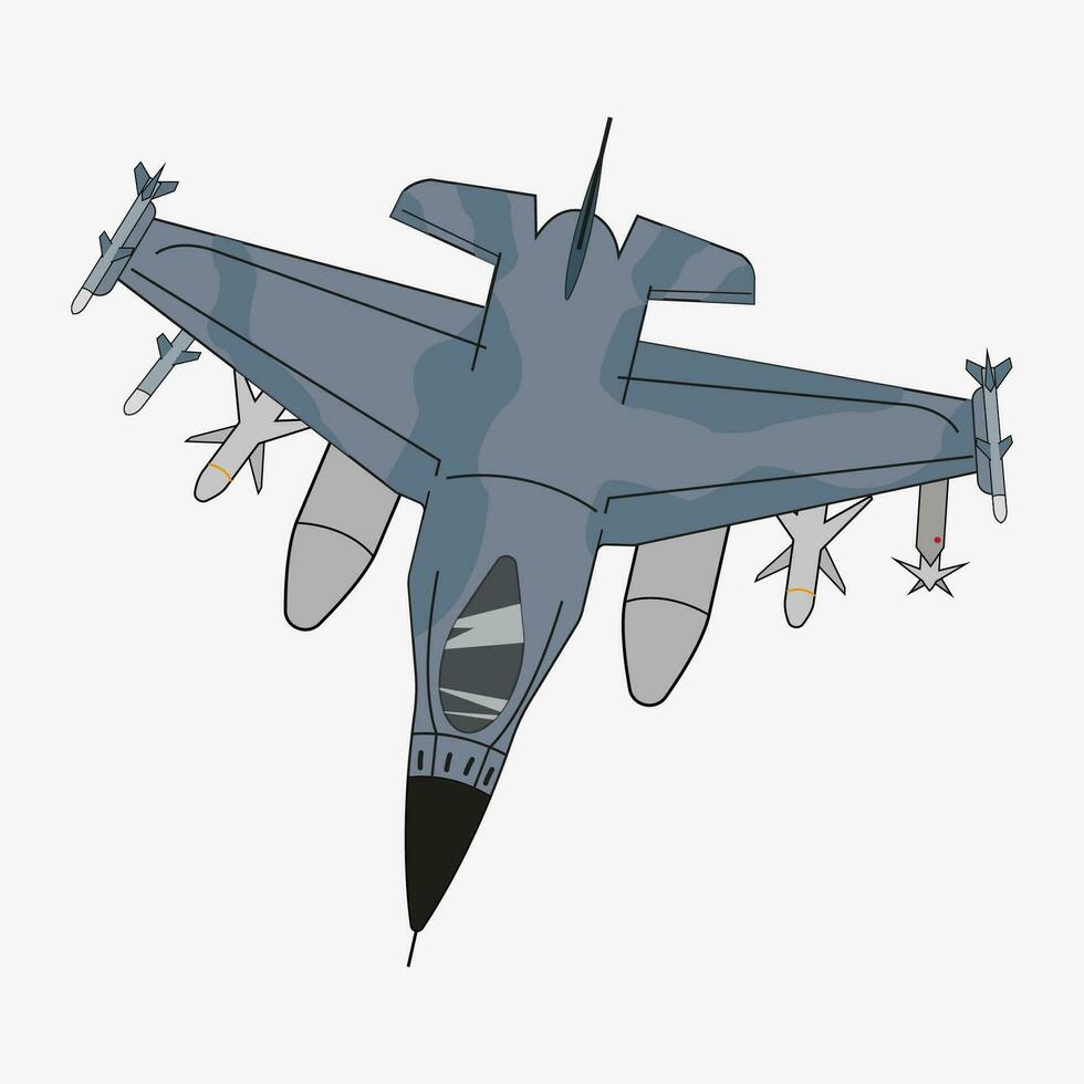 The F-16 Fighting Falcon is a contemporary combat aircraft, and this vector image is suitable for use in prints, posters, and illustrations.
