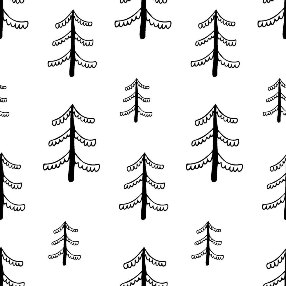 Seamless pattern with christmas trees. Fir forest wrapping paper. New year background vector