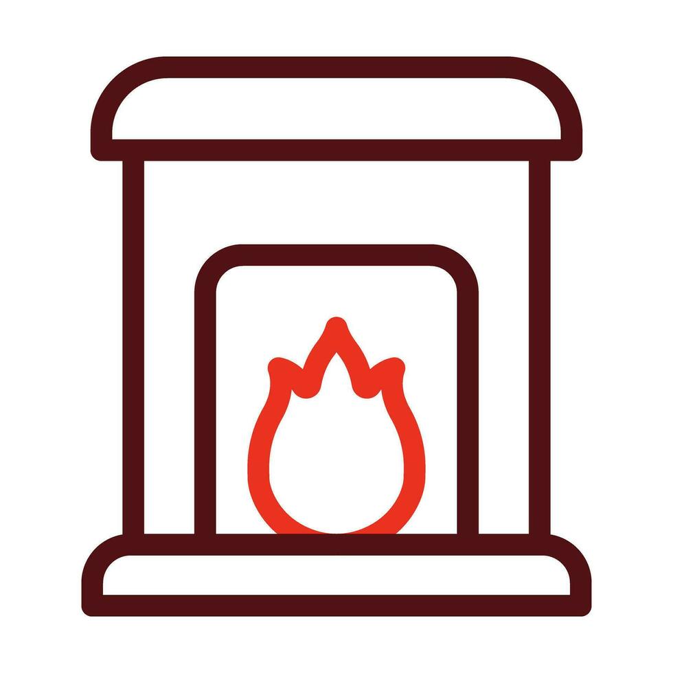 Fireplace Vector Thick Line Two Color Icons For Personal And Commercial Use.