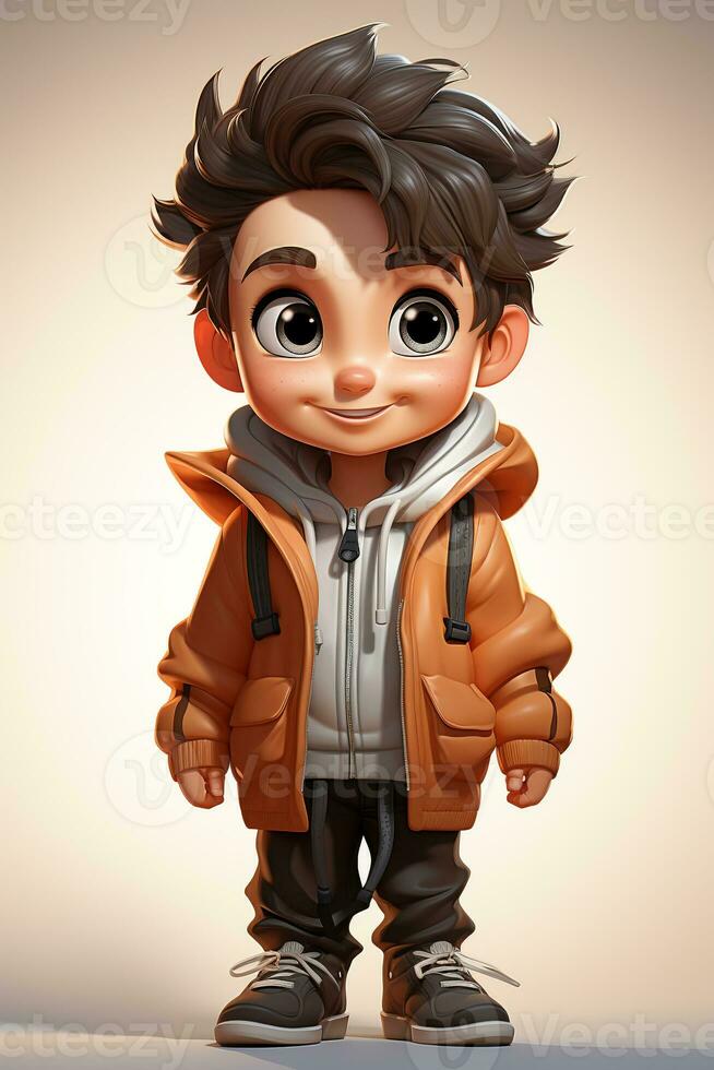 3d cartoon cute boy photo