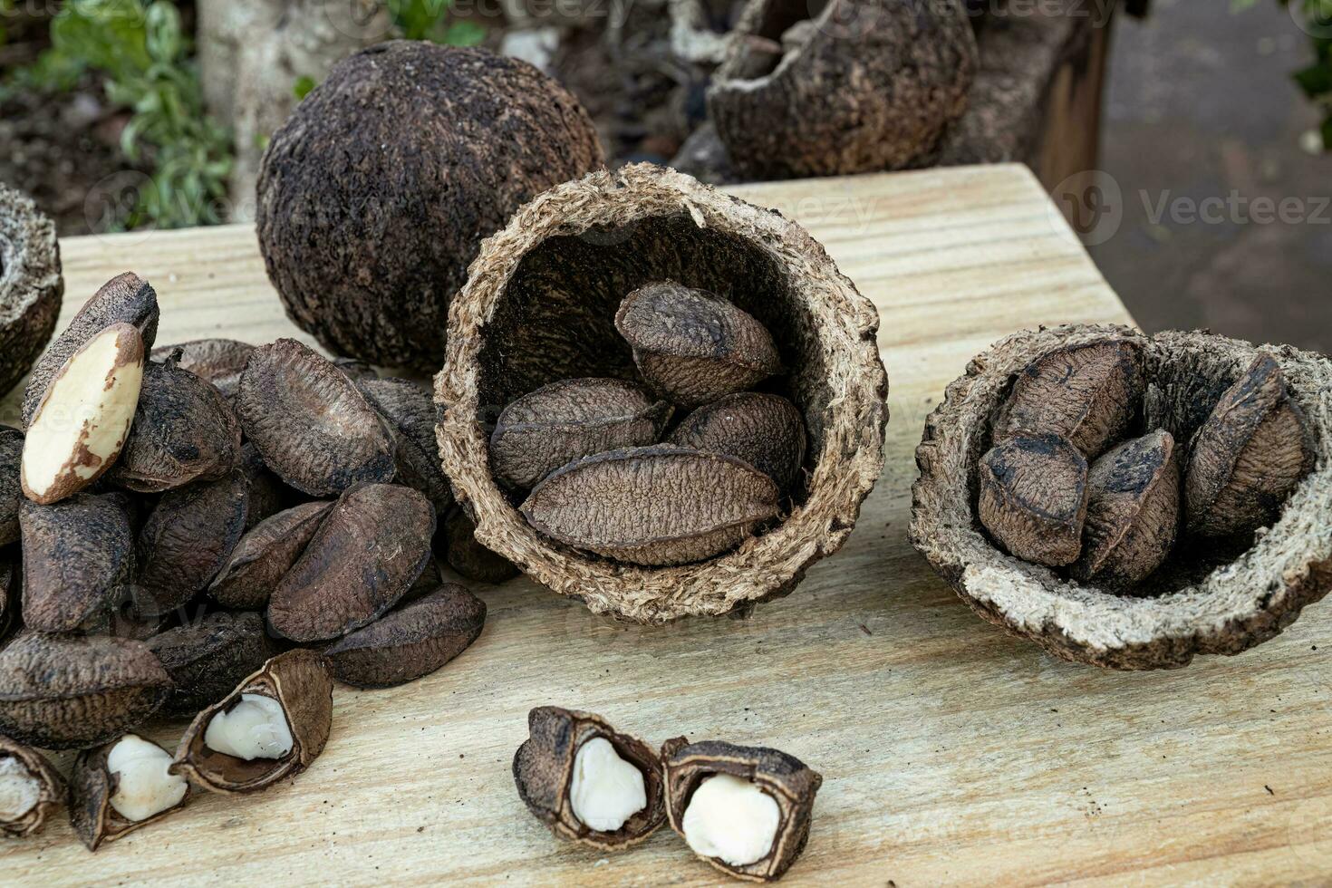 Brazil nuts on a board photo