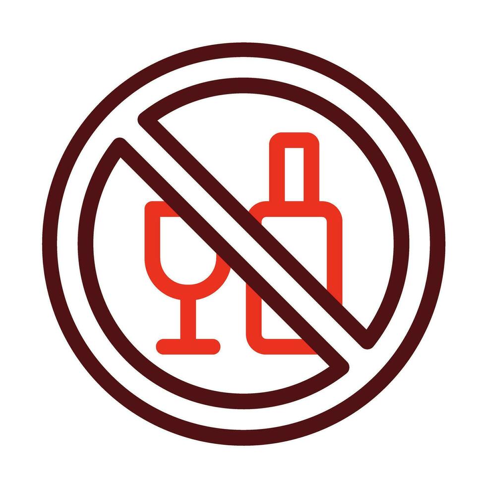 No Alcohol Vector Thick Line Two Color Icons For Personal And Commercial Use.