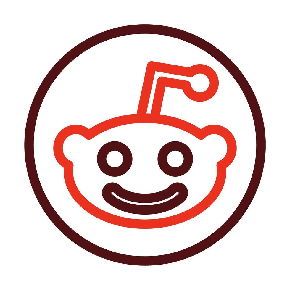 Reddit Vector Thick Line Two Color Icons For Personal And Commercial Use.