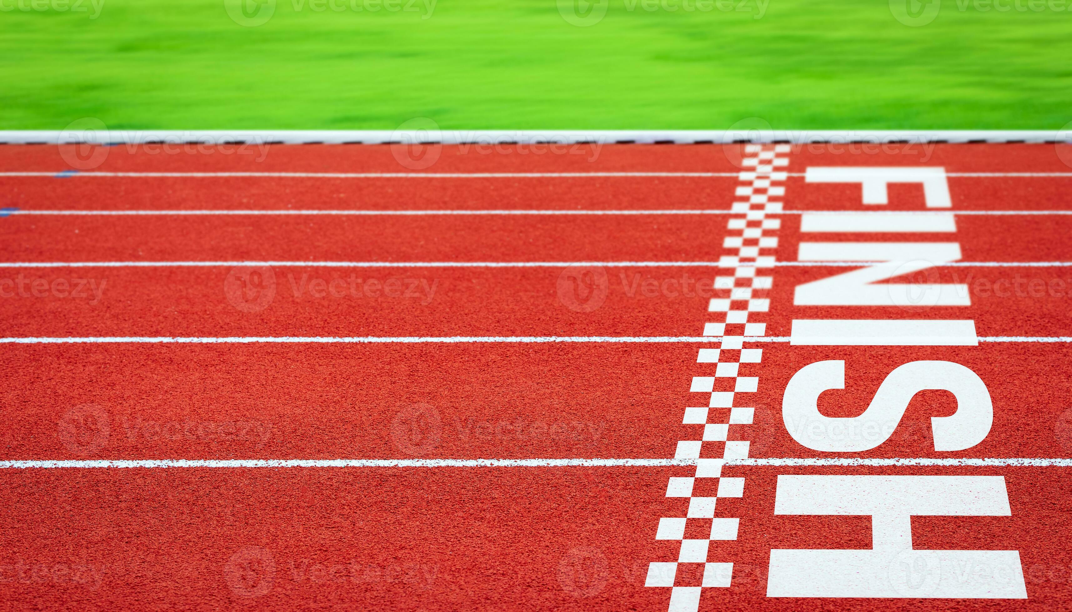 Forward to finish line on Running track. Concept of Business