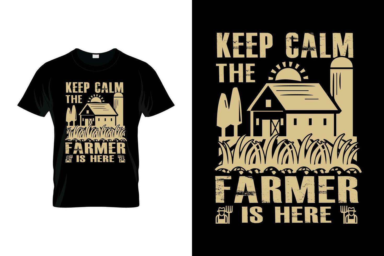 Keep calm the farmer is here Funny Farming T-shirt vector