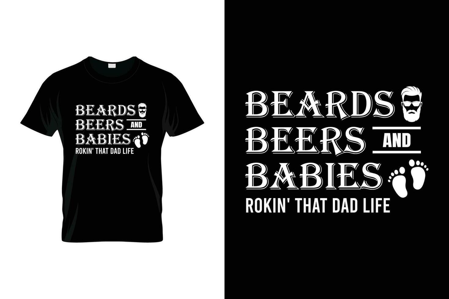 barbas cervezas y bebés rockeando ese papá vida barba humor gracioso diciendo barba camiseta vector