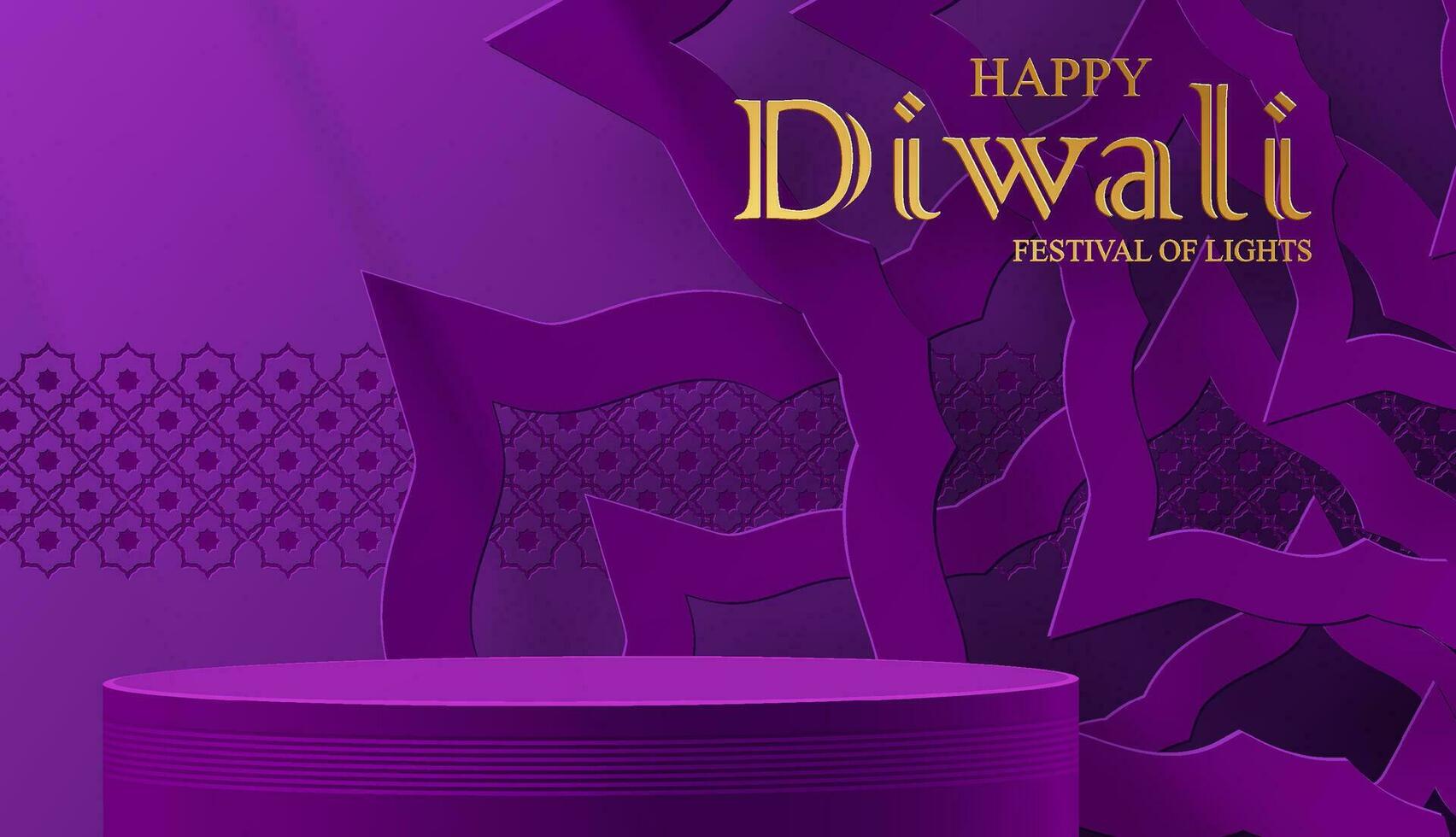 Diwali or Deepavali 3d Podium round stage style for the Indian festival of lights vector