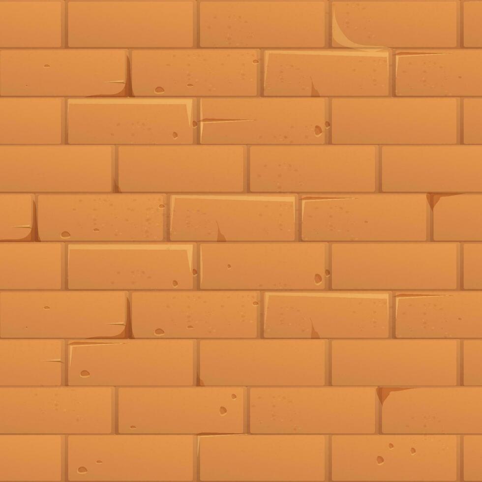 Stone wall from bricks, rock, game background medieval in cartoon style, seamless textured surface. Ui game asset, road or floor material. Vector illustration