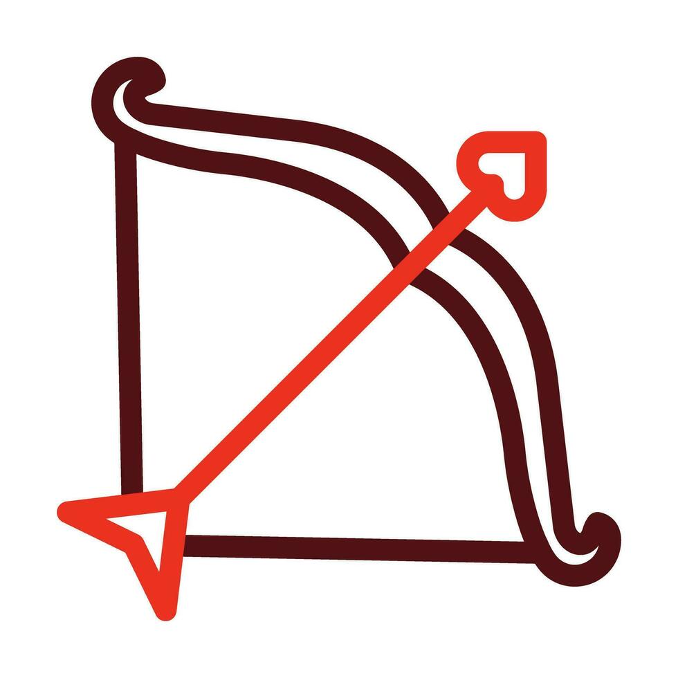 Bow And Arrow Vector Thick Line Two Color Icons For Personal And Commercial Use.