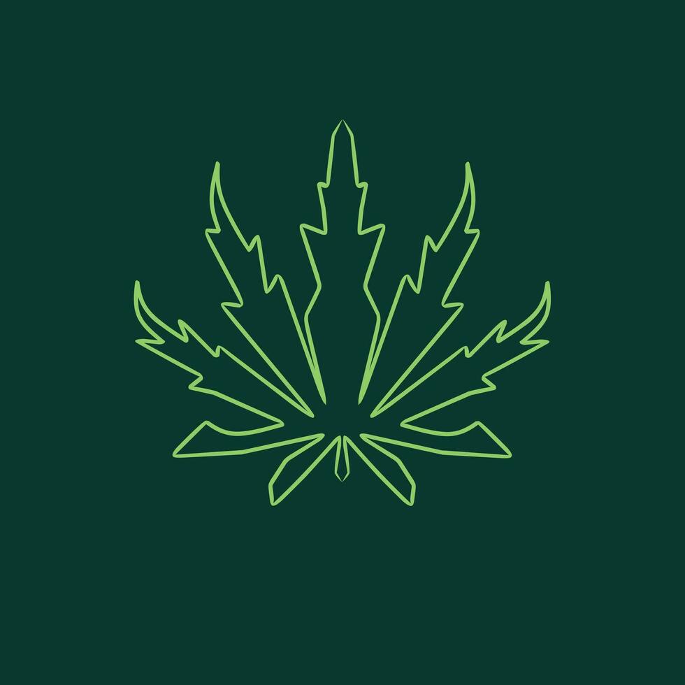 cannabis line art logo design vector