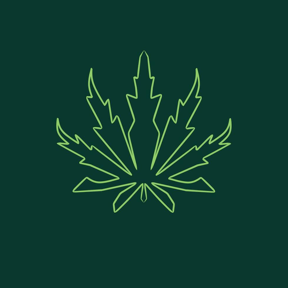 cannabis line art logo design vector