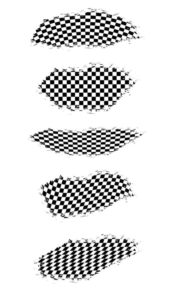 Collection of grunge style racing checkered flag vector
