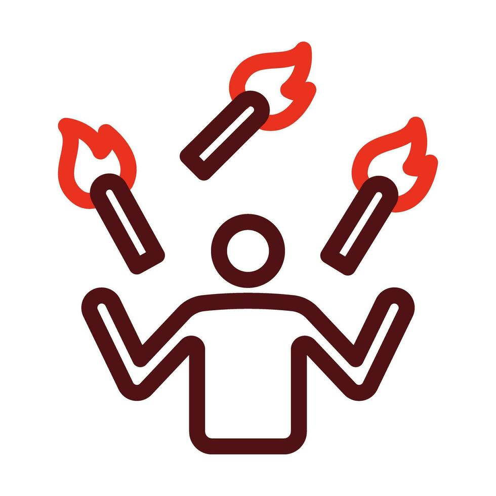 Juggling Fire Vector Thick Line Two Color Icons For Personal And Commercial Use.