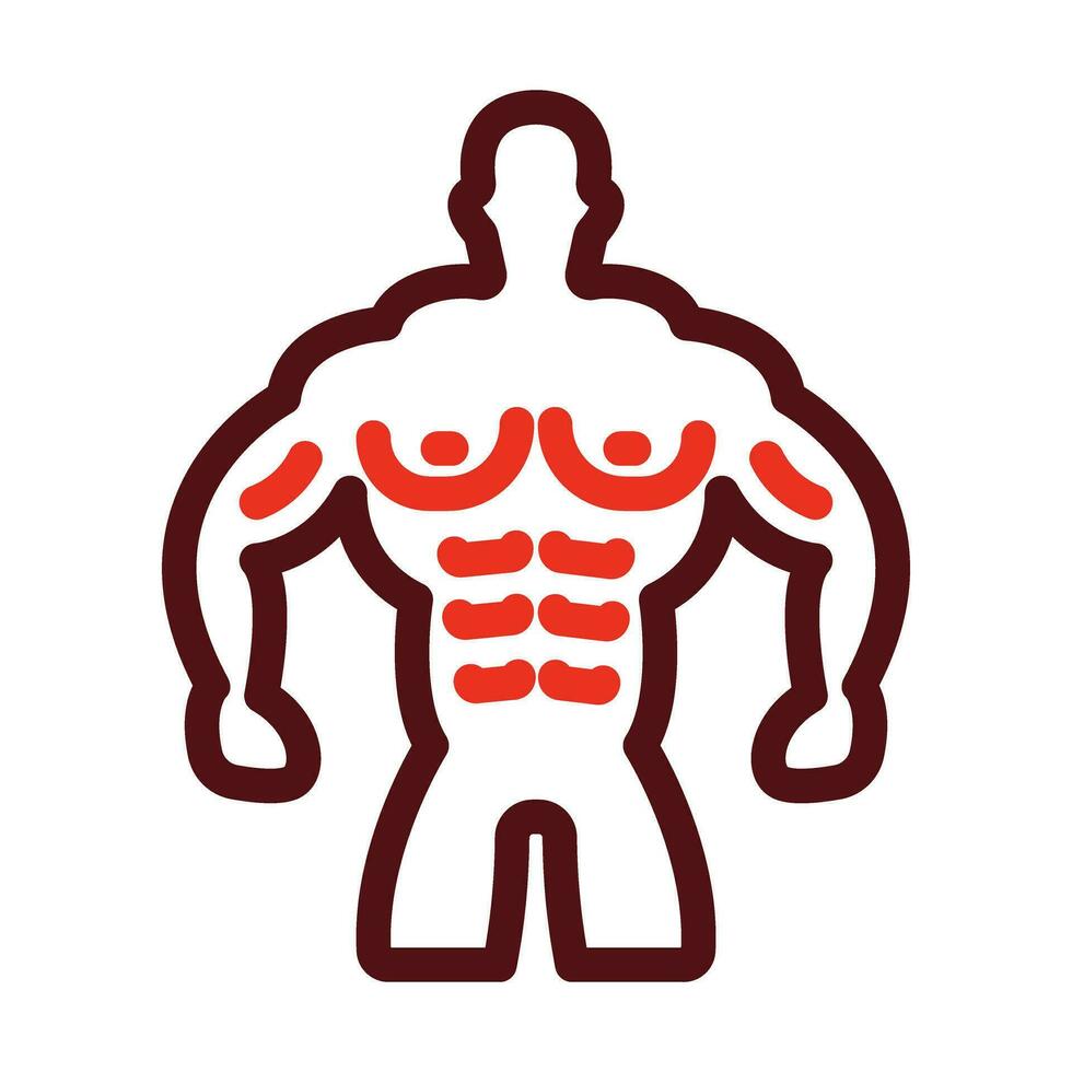 Muscle Man Vector Thick Line Two Color Icons For Personal And Commercial Use.