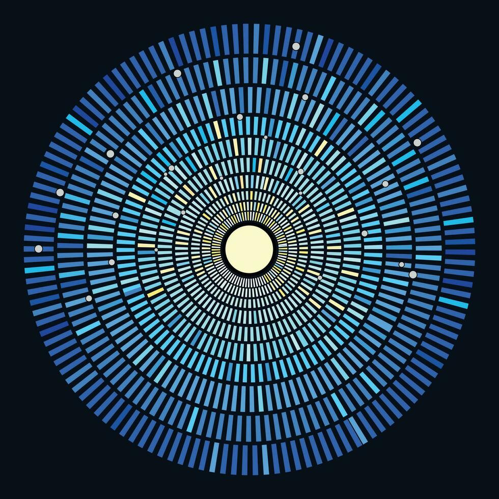 Abstract mosaic blue concentric circles vector