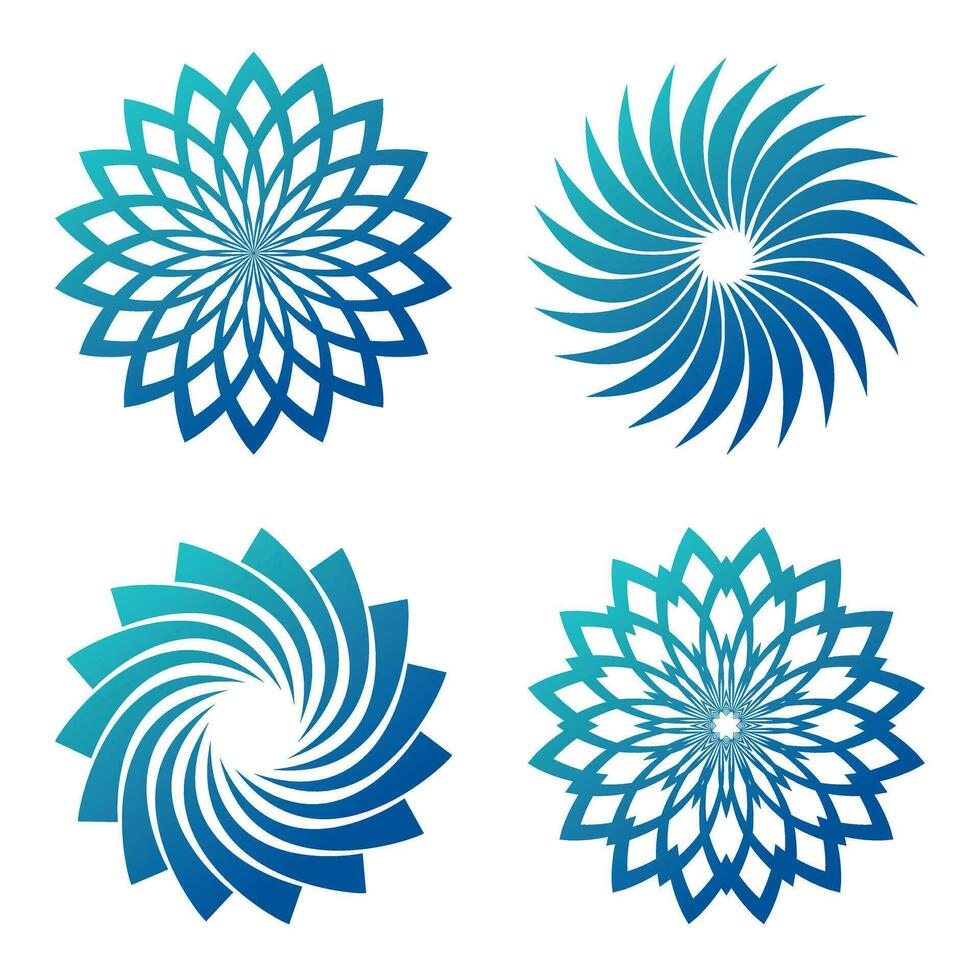 Set of abstract floral round symbols vector