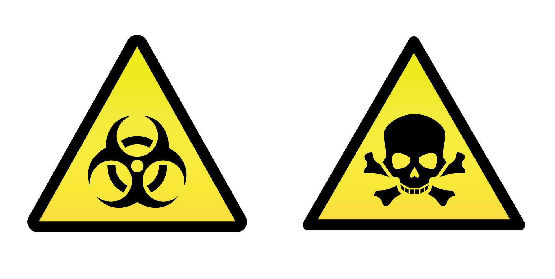 Two yellow signs of toxicity and danger vector