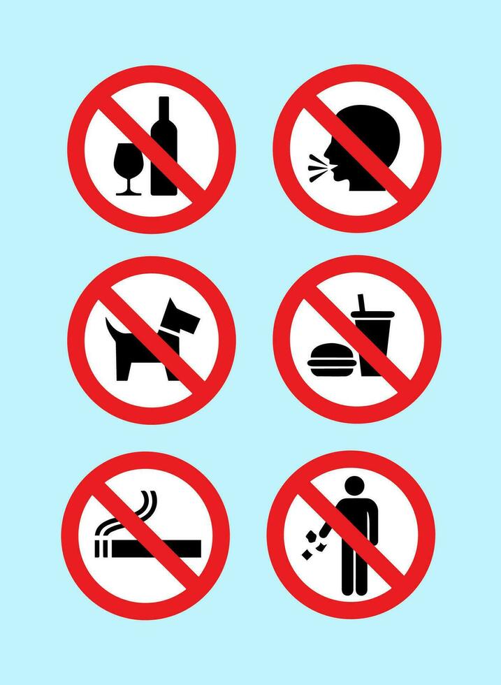Free vector collection of prohibited signs in flat design
