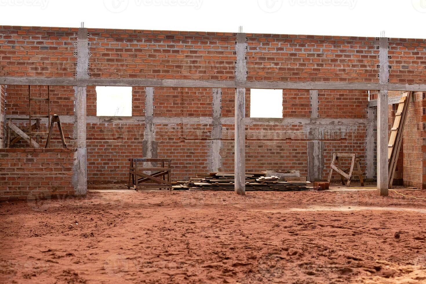 construction work in ceramic brick blocks photo