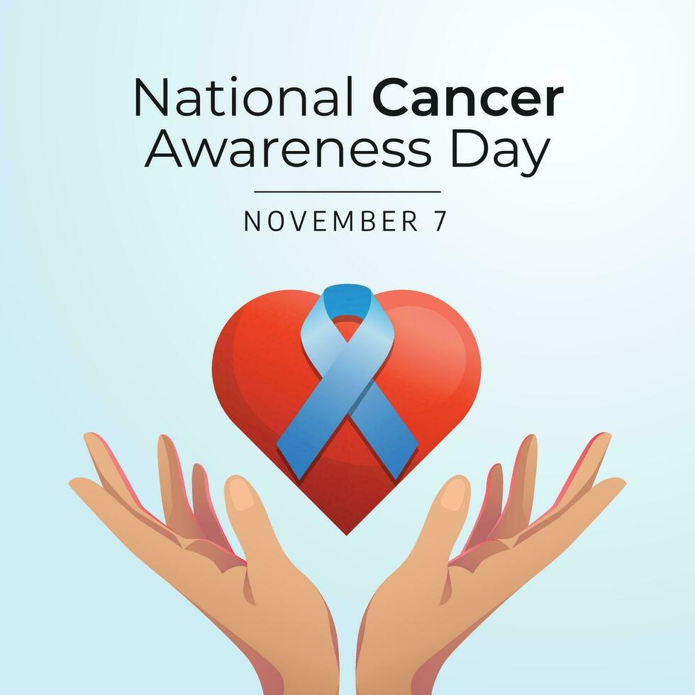 National Cancer Awareness Day design template good for celebration usage. blue ribbon. cancer awareness ribbon. vector eps 10. flat design.