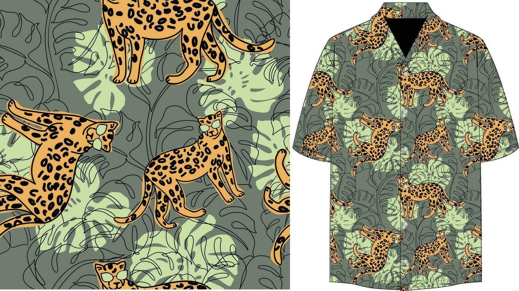 Pattern and Shirt mockup.Beautiful  animal Pattern. vector