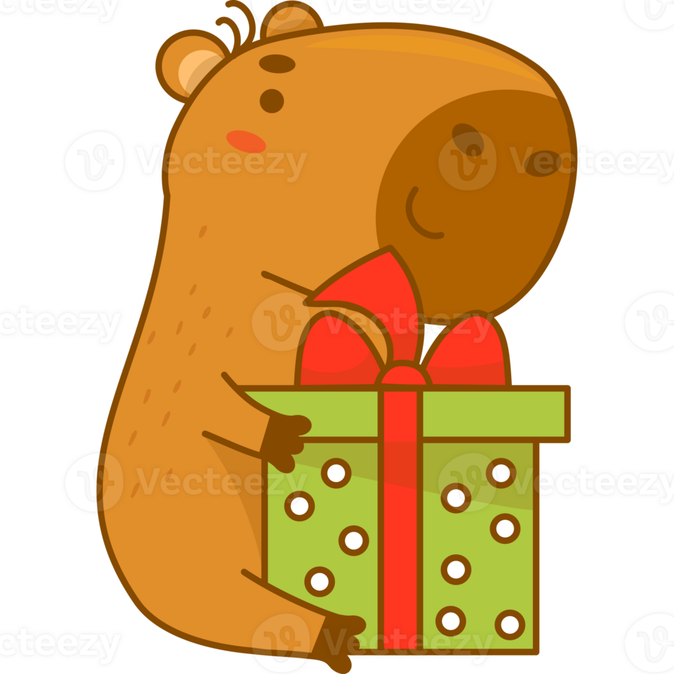 capybara in with gift png