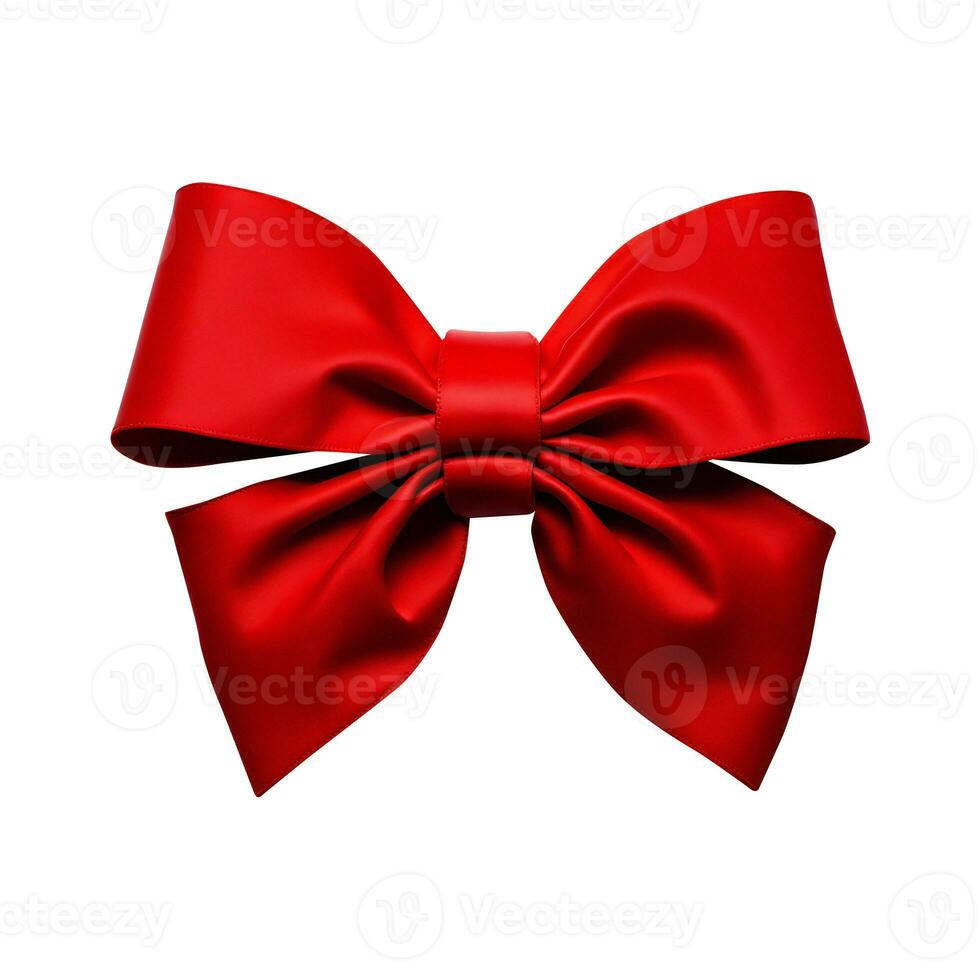 Decorative red bow isolated on background. Design element for gift Generative ai photo