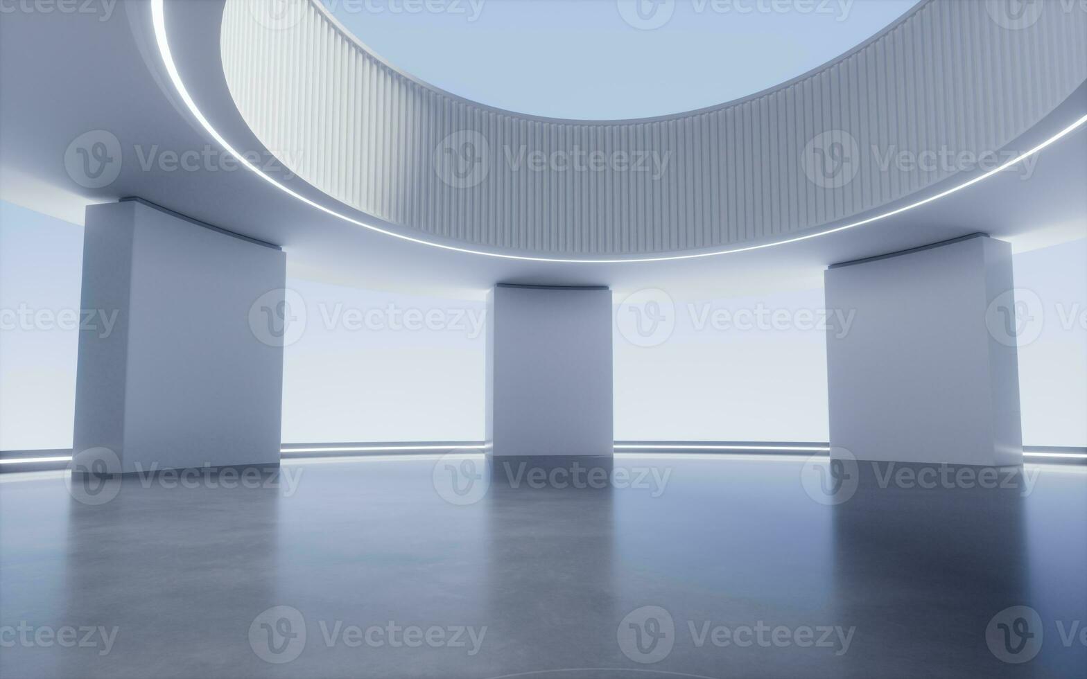Empty creative round room background, 3d rendering. photo