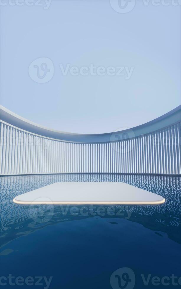 Empty room with water surface, 3d rendering. photo