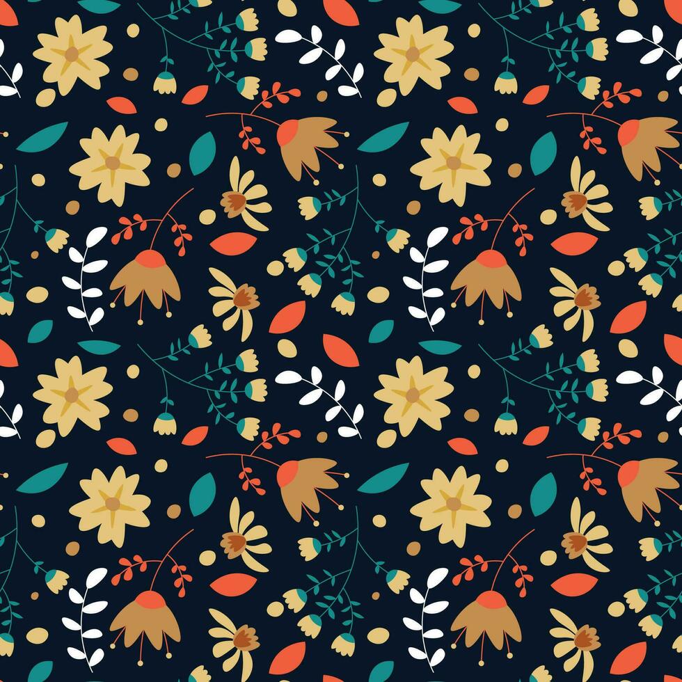 Floral pattern in seamless style. vector