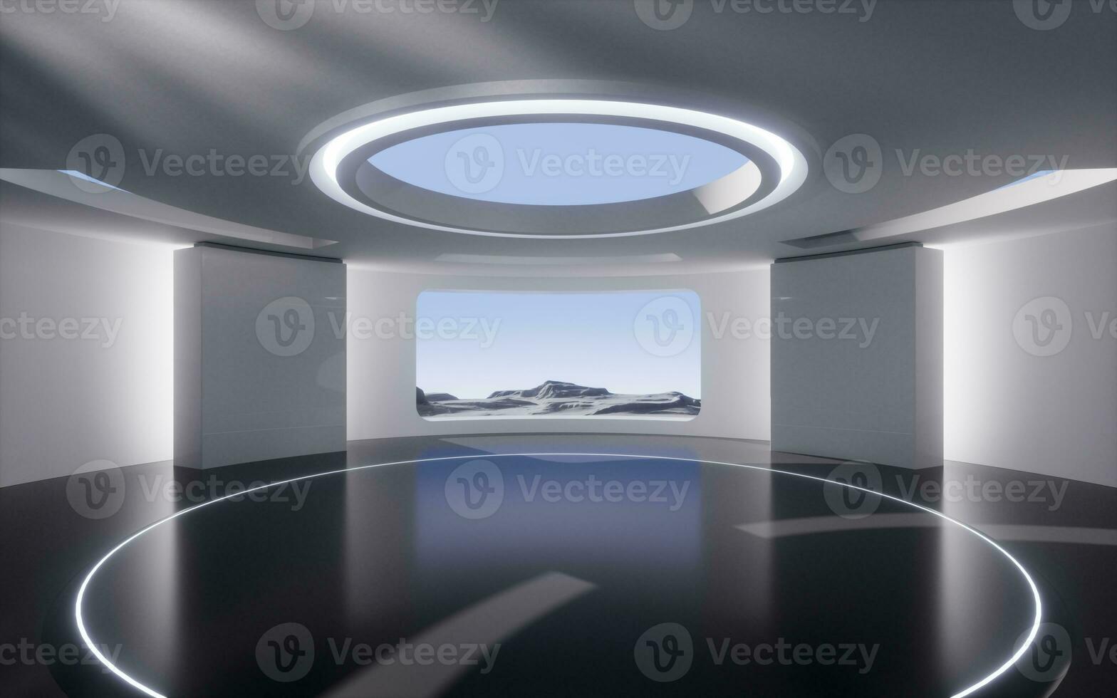 Empty creative round room background, 3d rendering. photo