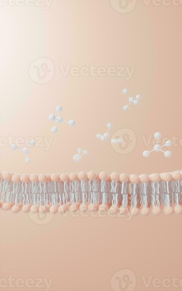 célula membrana estructura fondo, 3d representación. foto