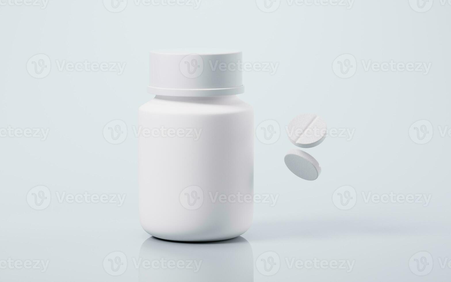 Medical pill bottle with health care concept, 3d rendering. photo