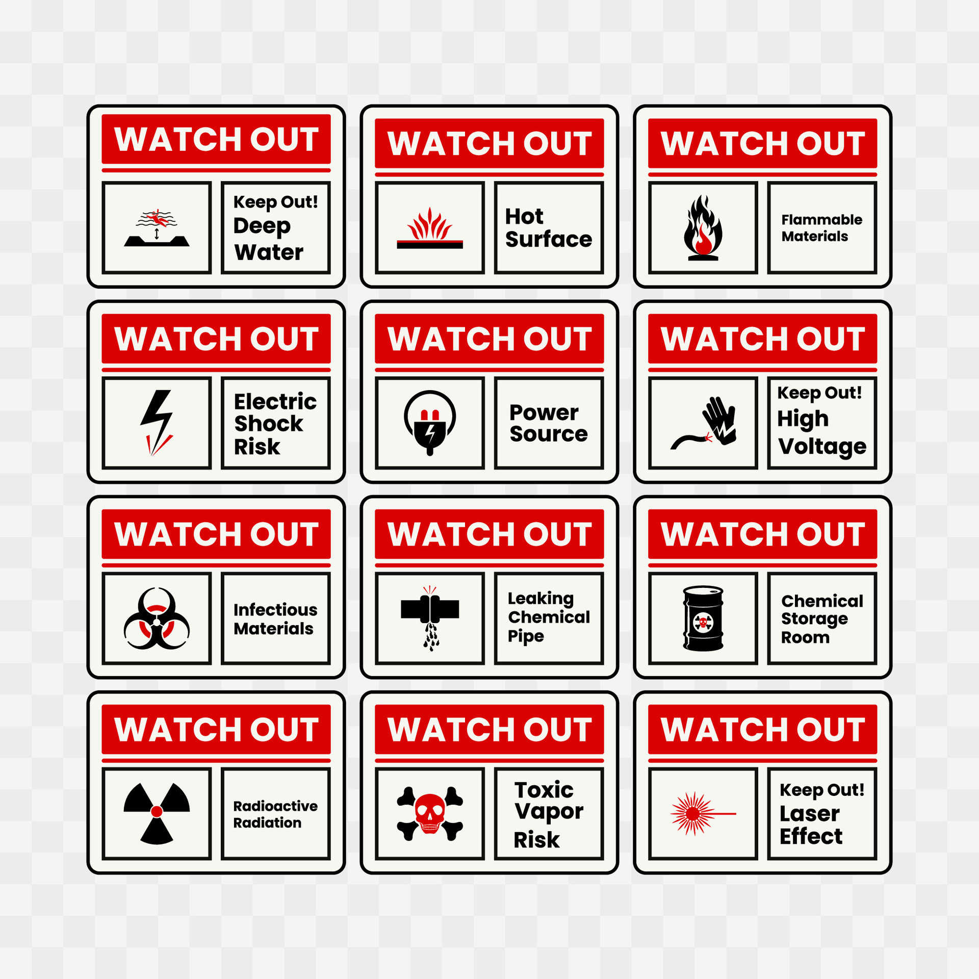 Watch out sign collection design vector illustration 29942066 Vector Art at Vecteezy