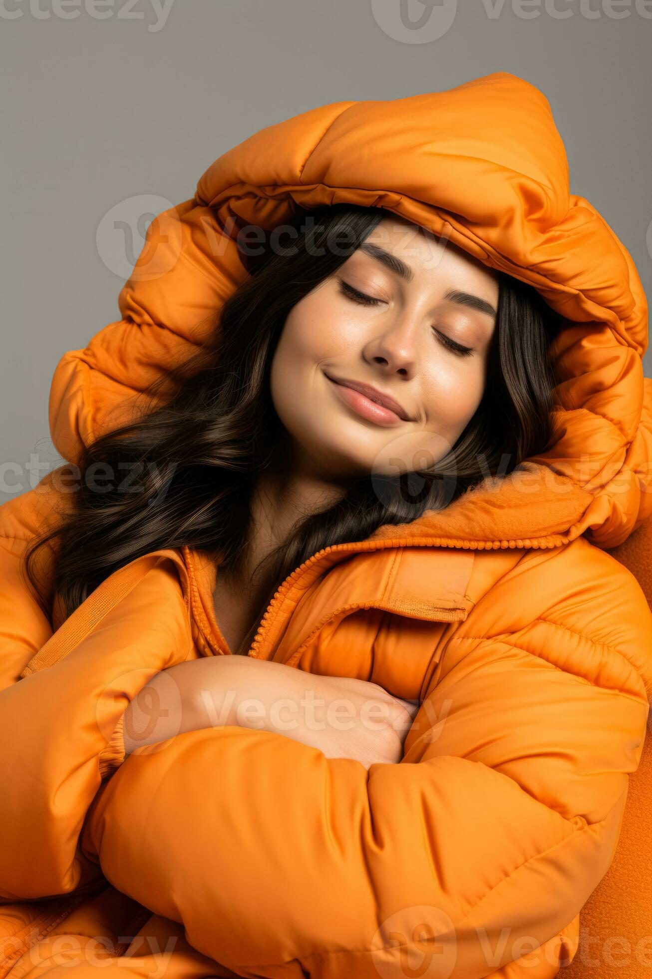 Person sleeping with a heating pad while fighting autumn cold isolated