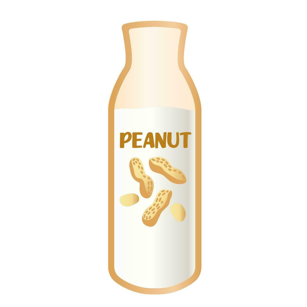 Peanut milk on a white background. Plant-based milk. Vector