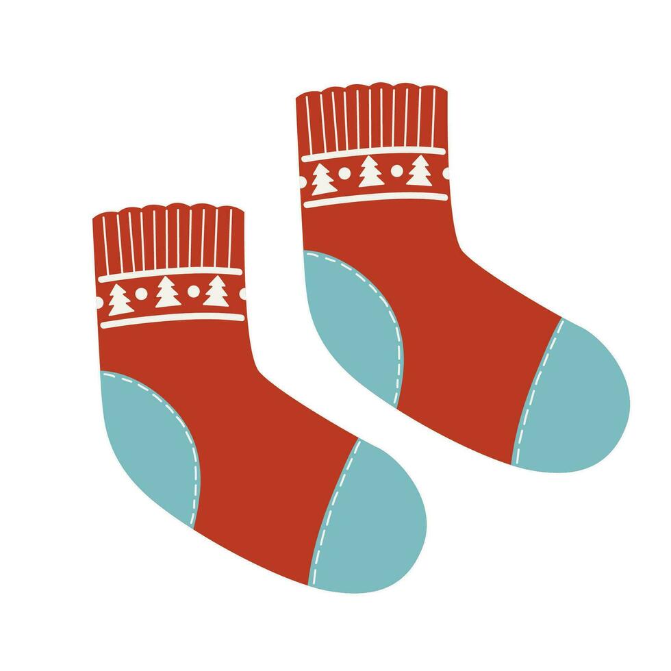 Christmas socks on a white background. Vector. Flat style. vector