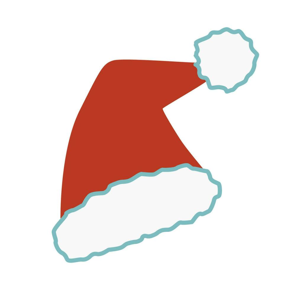 Navidad Papa Noel claus sombrero ilustración. Papa Noel s sombrero rojo y blanco. Navidad decoración vector, aislado en un blanco antecedentes. plano diseño. símbolo de un día festivo. vector
