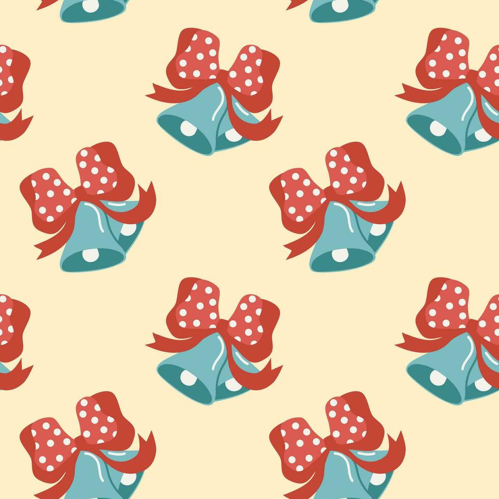 Christmas bell seamless pattern. Vector, flat style. Perfect for textile, wallpaper or print design. vector