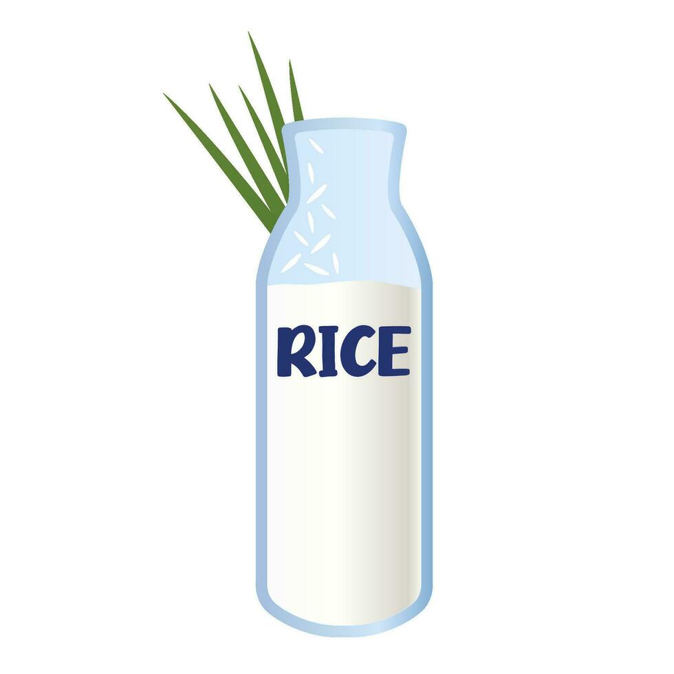 Rice milk on a white background. Plant-based milk. vector. Vegetarian products. vector