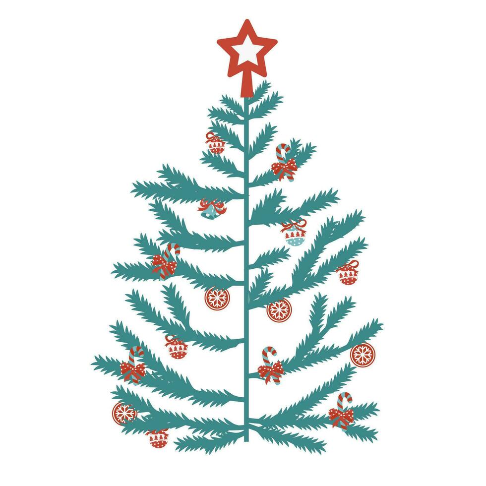 Christmas tree on white background. Vector, flat style. vector