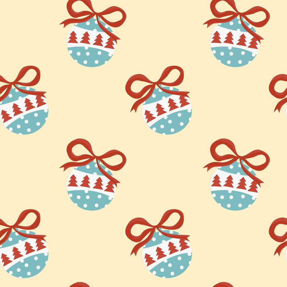 Christmas toys seamless pattern. Vector, flat style. Perfect for textile, wallpaper or print design. vector