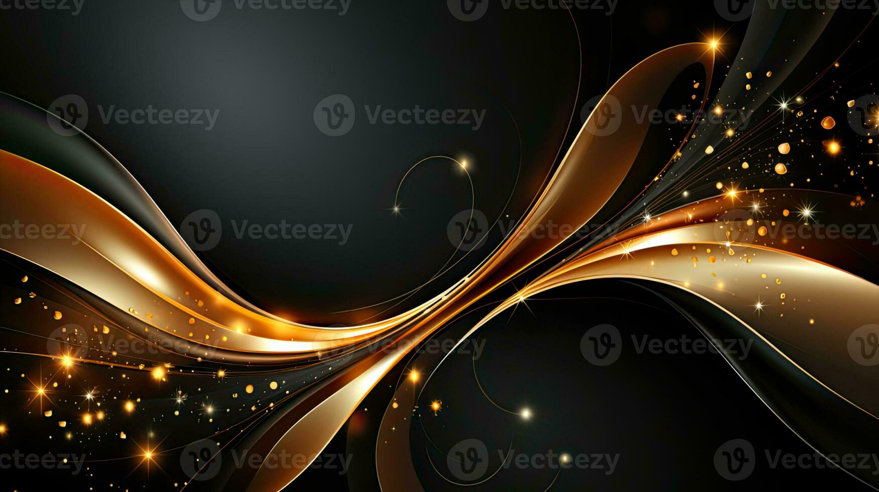 Luxury Black Magic Glitter Background with Silver and Gold  Premium Elegance Generative AI photo