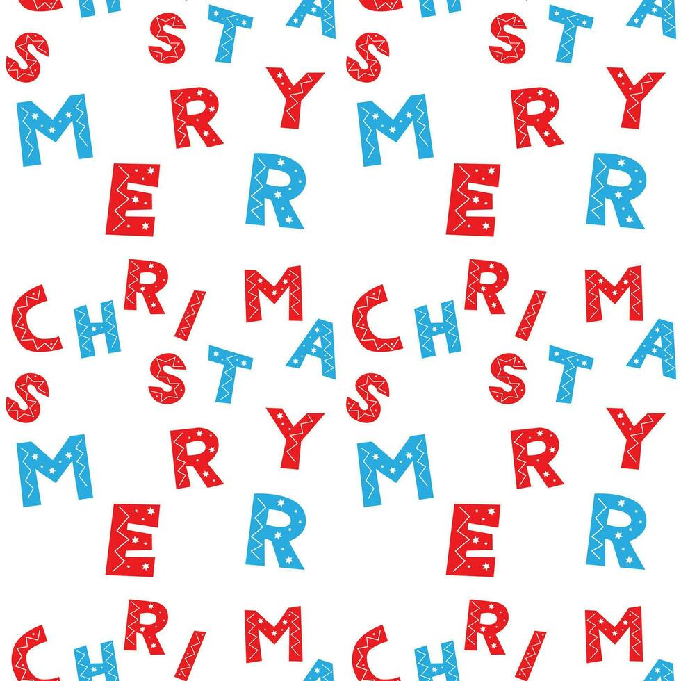 Pattern letters Merry Christmas , cut paper and scrapbooking style with New Years Christmas ornament, winter design element. vector