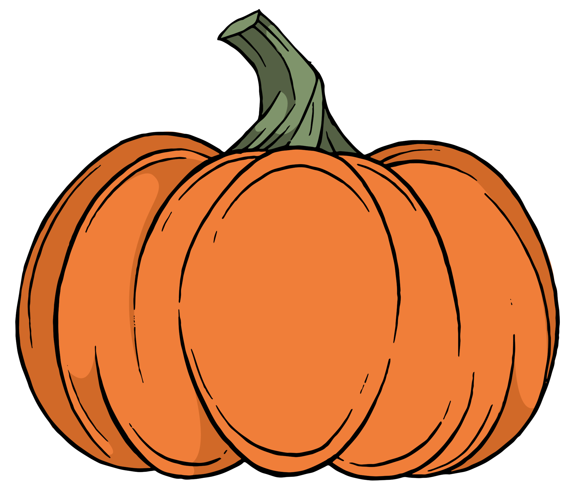 Pumpkin in hand drawing brush style isolated on transparent PNG ...